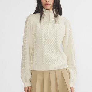 Sunday Best Boreal 1/4 Zip Cable Knit Sweater In Cream Size XL